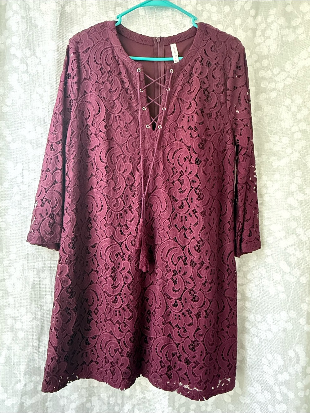 Xhilaration Wine Lace-Up Midi Dress